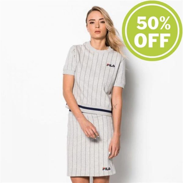 Fila Tričká Damske Svetlo Siva - Bren Krátky Sleeve Krátky Sleeve Shirt S Pinstripes Marl Light Vypr